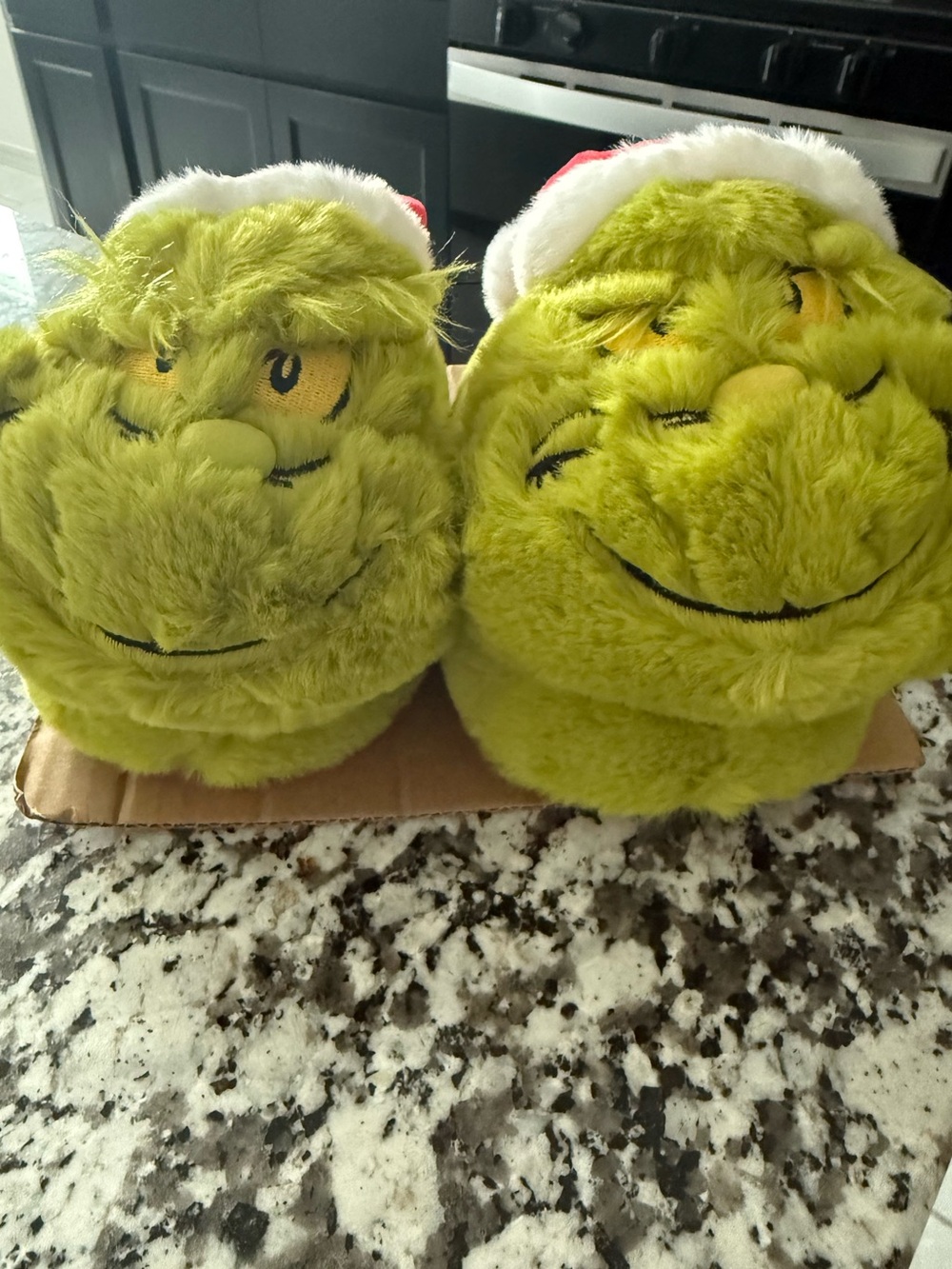 Kids Plush Grinch Character Slippers - Green